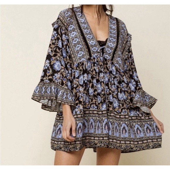 Free People Moonlight Dance Tunic Top Floral Boho Oversized Babydoll Pockets S - Picture 2 of 16